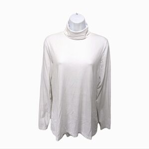 Lands' End White Turtleneck Pullover Top Long Sleeve MT M TALL #8000
